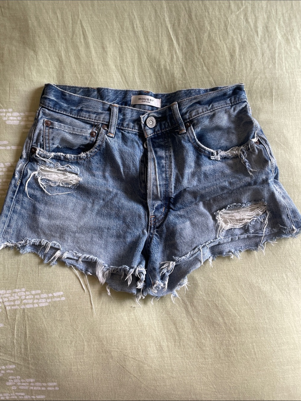 Moussy Packard Distressed Denim Cutoff Shorts